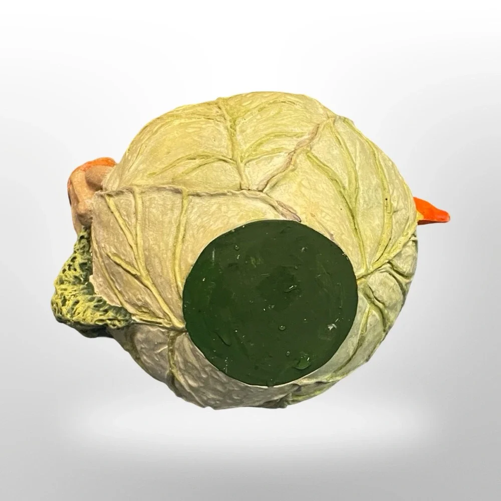 Easter Bunny Cabbage Leaf Basket Carrot Handle Resin Candy‎ Dish Spring Decor
